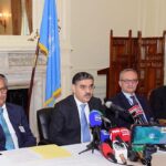 Caretaker Prime Minister Anwaar-ul-Haq Kakar addressing a press conference