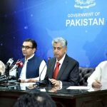 - Caretaker Federal Minister for Information and Broadcasting Murtaza Solangi addressing a press conference along with Ms Shamshad Akhtar Caretaker Federal Minister for Finance and Muhammad Ali Caretaker Minister for Energy at PID Media Center