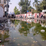 A view of Sewerage water accumulated in front of Government Alamdar Islamia Graduate College Daulat Gate needs the attention of concerned authorities