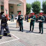 Rescue officials of different teams demonstrating their skills during 12th Inter District Rescue-1122 Challenge