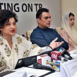 End TB Celebrity Ambassador Sania Saeed and Sarmad Khoosat addressing a press conference about Mobilizing Leadership for the UN High Level Meeting on TB.