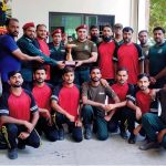 Region Emergency Officer Dr. Abdul Sattar Babar giving trophy to the winning team of District Rahim Yar Khan in the Inter District Rescue-1122 Challenge