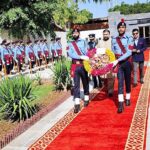 Caretaker Federal Minister for Interior Sarfraz Ahmed Bugti laying wreath Yaadgar- e-Shuhda Police Line