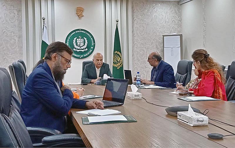 Deputy Chairman of the Planning Commission, Mohammad Jehanzeb Khan chairing a progress review meeting on the Sustainable Development Goals (SDGs) at Ministry of Planning Development & Special Initiatives