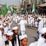 People participating in a rally to mark Eid-e-Milad-un-Nabi (PBUH) at Hussain Agahi