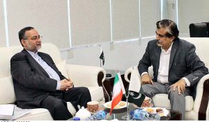 Ehsan Khazaei, Cultural Counsellor Embassy of Islamic Republic of Iran called on Jamal Shah, Caretaker Federal Minister for National Heritage & Culture at his office.