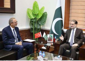 H.E. Mehmet Pacaci, Ambassador to Turkiya called on Minister for Defence Lt. Gen. Anwar Ali Hyder (Retd) in Ministry of Defence