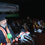 Madad Ali Sindhi, Caretaker Federal Minister for Education and Professional Training addressing during 22nd convocation of Government College University at Government College University