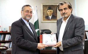 Ehsan Khazaei, Cultural Counsellor Embassy of Islamic Republic of Iran called on Jamal Shah, Caretaker Federal Minister for National Heritage & Culture at his office.