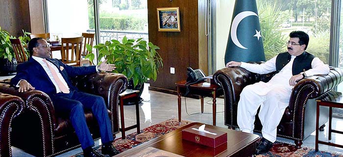 Ambassador of the Ethiopia, Mr. Jemal Beker Abdula calling on Chairman Senate, Muhammad Sadiq Sanjrani at Parliament House.