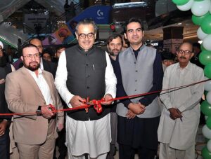 Federal Minister for Religious Affairs & Interfaith Harmony, Aneeq Ahmed Inaugurating Calligraphy Exhibition titled “Sallu Alaihi Wa Aalihi Wasalam” by Wasil Shahid at Centraus Mall.