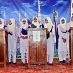Students participate in Naat competition during Seerat Conference in connection of 12th Rabi-ul-Awwal at Begum Nusrat Bhutto Government Girls Degree College
