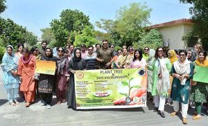 Vice Chancellor GCUWF Prof. Dr. Zill-i-Huma Nazli and Mirza Anjum Kamal, Senior Superintendent Police (SSP) of Punjab Highway Patrol (PHP) Faisalabad Region leading a walk in connection with “Plantation Activity” to contribute towards greener and more sustainable future for the nation