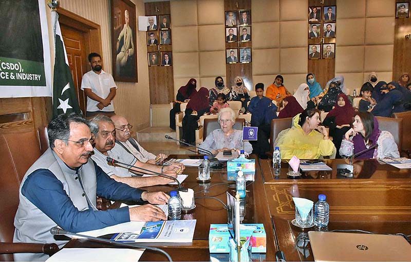 President Chamber of Commerce Abdul Ghafoor Malik addressing to a special ceremony in connection with Pakistan Defence Day organized by CSDO a social wing of Sialkot Chamber of Commerce and Industry (SCCI) held at SCCI Auditorium.