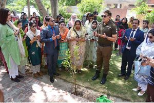 Vice Chancellor GCUWF Prof. Dr. Zill-i-Huma Nazli and Mirza Anjum Kamal, Senior Superintendent Police (SSP) of Punjab Highway Patrol (PHP) Faisalabad Region leading a walk in connection with “Plantation Activity” to contribute towards greener and more sustainable future for the nation