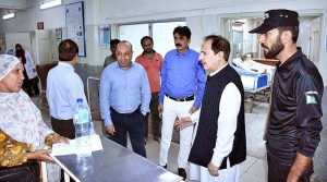Caretaker Federal Health Minister Dr. Nadeem Jan visit the Poly Clinic Hospital to review the facilities given by the hospital