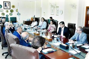  Federal Minister for Commerce, Industries & Production, Dr. Gohar Ejaz chairing a meeting with representatives from the Pakistan Business Council (PBC) at the Ministry of Commerce. 