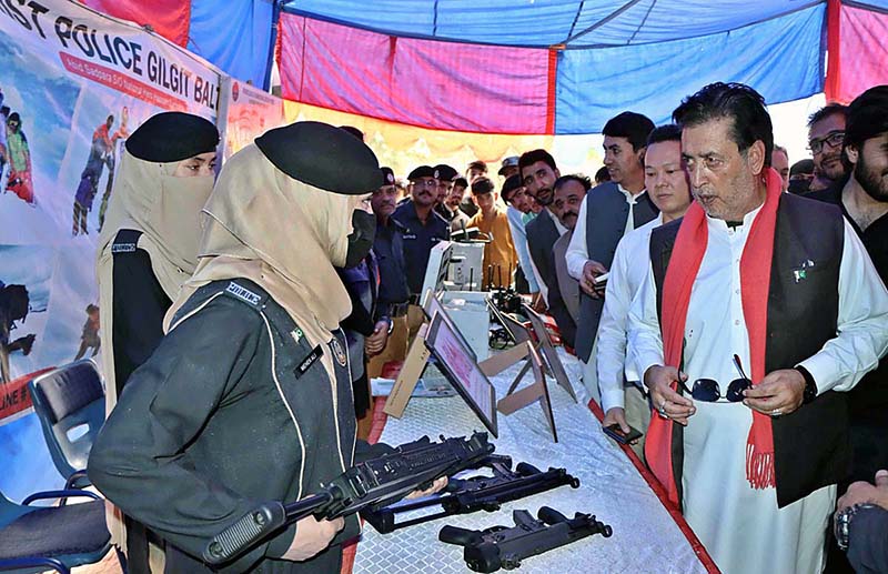 Governor Gilgit-Baltistan Syed Mehdi Shah visiting different stalls during the 2nd Gilgit-Baltistan Career Fest 2023