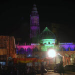 An illuminated view of masjid decorated with colorful lights in connection with Eid Milad-un-Nabi (PBUH)