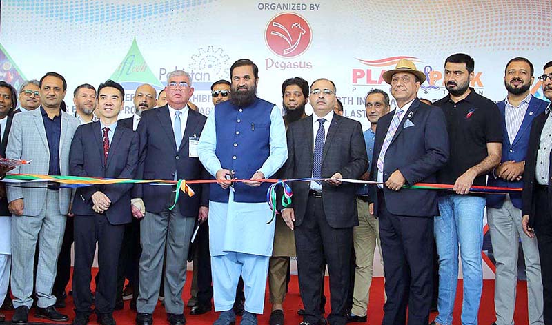 Governor Punjab, Muhammad Baligh Ur Rehman cutting ribbon to inaugurate the 18th IFTECH and Plastic & Pack exhibitions at Expo Centre