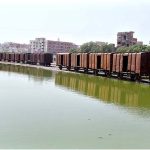 A view of sewerage water accumulated at Railway Workshop area needs the attention of concerned authorities.