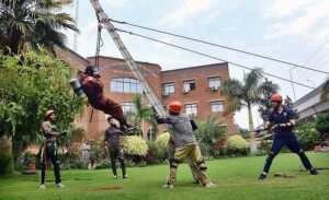 Rescue 1122 staffers busy in rehearsal of National Rescue Challenge at Punjab services academy Rescue 1122 Head Quarter.