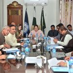 Chairperson Senate Standing Committee on Maritime Affairs Senator Rubina Khalid chairing a meeting to review performance of Korangi Fisheries Harbour Authority (KoFHA)