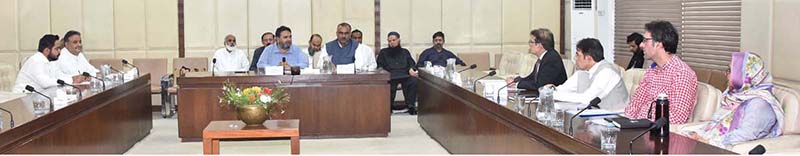 Senator Rana Mahmood ul Hassan, Convener Senate Special Committee/ Working Group to Streamline Holding of Mango Festival in Urumqi, Xinjiang, China, presiding over a meeting of the Senate Special Committee at Parliament House
