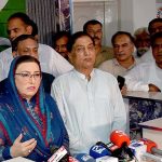 Former Federal Minister of Information, Central Leader of Stability Pakistan Party Dr. Firdous Ashiq Awan is addressing to the media persons at Dera Kobaychak