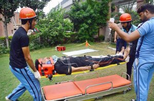 Rescue 1122 staffers busy in rehearsal of National Rescue Challenge at Punjab services academy Rescue 1122 Head Quarter.