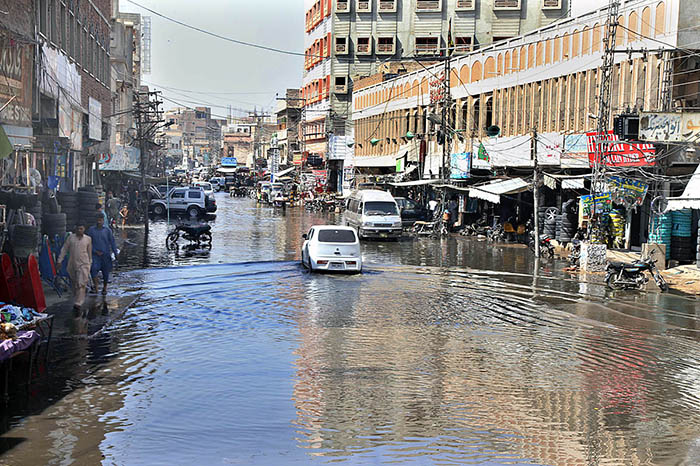 A view of sewerage water accumulated at Qadamgah road need the attention of concerned authorities.
