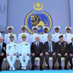 Minister of National Defence Turkiye, Defence Minister of Pakistan, Lt Gen (Retd) Anwar Ali Hyder and Chief of the Naval Staff Admiral Muhammad Amjad Khan Niazi in a group photo along with commissioning crew onboard newly commissioned PNS BABUR