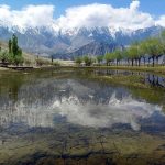An eye catching view of mountain shads in Katpana Desert Lake in the catchment area of Pakistan.
