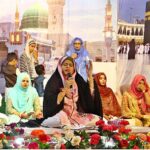 Woman Naat Khawan is reciting a Naat during Mehfil-e-Milad in Holy month of Rabi-ul-Awwal at Latifabad