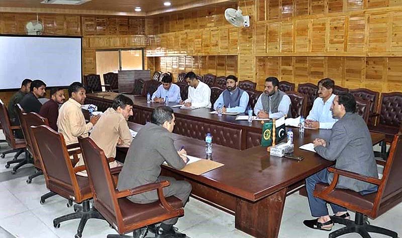 Speaker Gilgit-Baltistan Assembly Nazir Ahmad Advocate chairing a meeting regarding NATCO issues at Assembly Secretariat