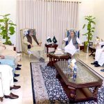 Delegation led by PPP's Provincial President Mir Changaiz Khan Jamali meeting with Balochistan Caretaker Chief Minister Mir Ali Mardan Khan Domki