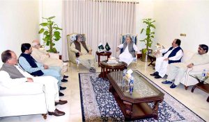 Delegation led by PPP's Provincial President Mir Changaiz Khan Jamali meeting with Balochistan Caretaker Chief Minister Mir Ali Mardan Khan Domki