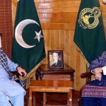 Governor Gilgit-Baltistan Syed Mehdi Shah in a meeting with Senator Rukhsana Zuberi at Governor House.