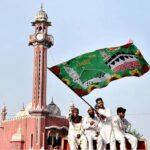 People take part in a rally celebrating the birthday of Prophet Muhammad (PBUH). People are celebrating the birth anniversary Eid Milad un Nabi of the Holy prophet Muhammad Peace Be Upon Him on the 12th of Rabi-ul-Awal across the world