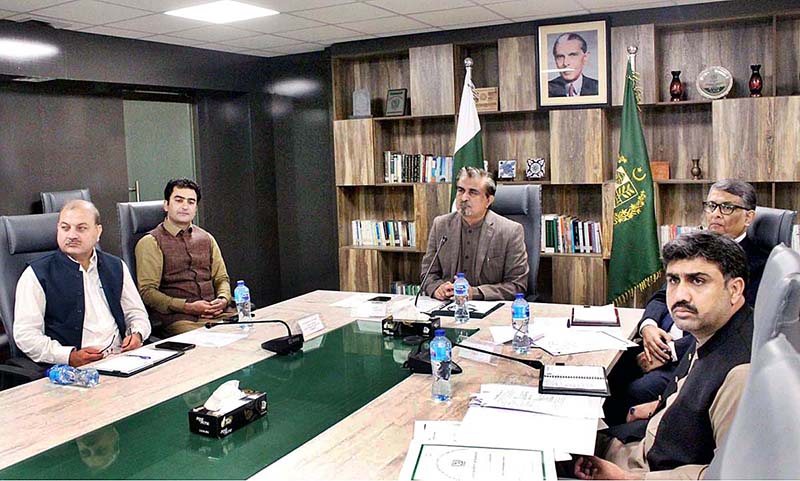Caretaker Federal Minister Jamal Shah chairing 59th meeting of Governing Body of Iqbal Academy Pakistan at National Heritage and Culture Division