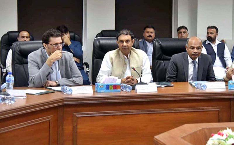 Secretary Kashmir Affairs and Gilgit Baltistan Babar Hayat Tarar chairing a high level meeting to review the preparations to observe Kashmir Black Day on 27th October