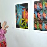 Visitor keenly viewing stuff during the inaugurating ceremony of the Two Person Exhibition titled "HAQ" organized by PNCA & Nomad Gallery at PNCA.