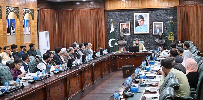 Chief Minister Gilgit-Baltistan Haji Gulbar Khan chairing a cabinet meeting at CM Secretariat