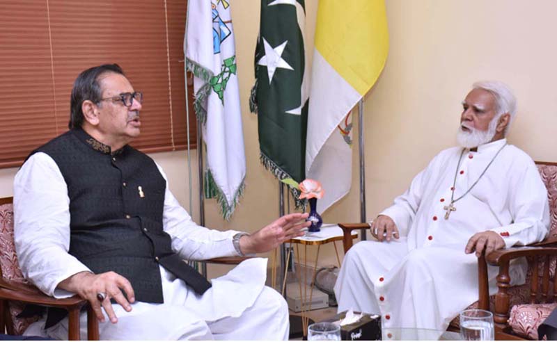 Caretaker Federal Minister for Religious Affairs and Interfaith Harmony Aneeq Ahmed meeting with Cardinal St.Patric Church