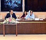 Senator Saleem Mandviwalla, Chairman Senate Standing Committee on Finance and Revenue Presiding over a meeting of the committee at Parliament House