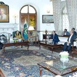 President Dr. Arif Alvi in a meeting with a delegation of the Lahore Chamber of Commerce and Industry at Governor House.