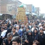 A large number of mourners attending the Chehlum procession to commemorate the martyrdom of Hazrat Imam Hussain (AS), grandson of Holy Prophet (SAWW)