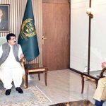Inspector General Sindh, Riffat Mukhtar Raja calling on Chairman Senate, Muhammad Sadiq Sanjrani at Parliament House