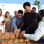 Chairperson Almarah Foundation Mrs. Sofia Waraich, DIG Mehboob Lilla and CEO Central Park Mian Tahir Javed headstone to the Complex for Almarah Kids. The building of a complex for orphans inaugurated in Central Park Society under the auspices of Almarah Foundation