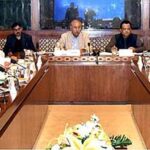 Senator Mohsin Aziz, Chairman Senate Standing Committee on Interior presiding over a meeting of the committee at Parliament House